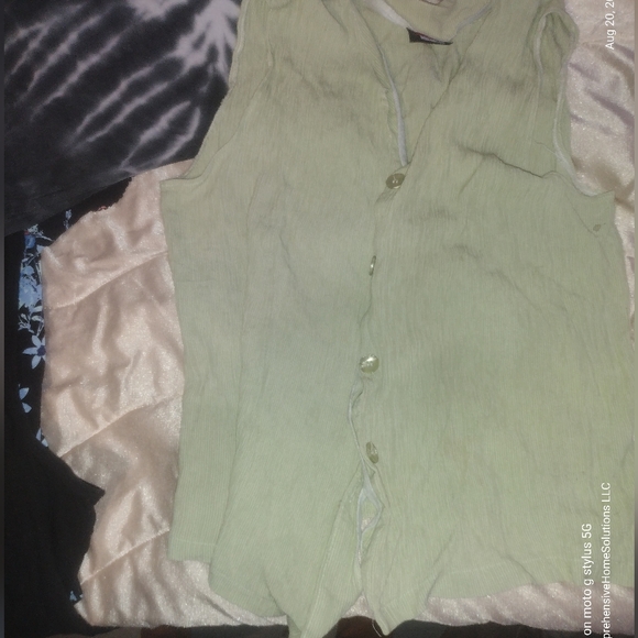 Vintage Light lime green vest blouse my Lindsey Michelle women's XL . - Picture 2 of 5